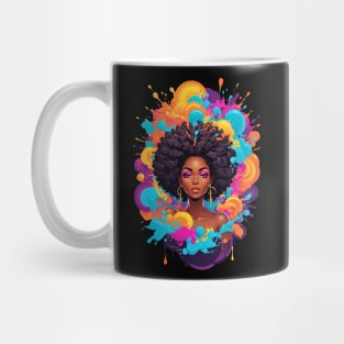 Black Woman Psychedelic Attract retro vintage 80s disco design Mug